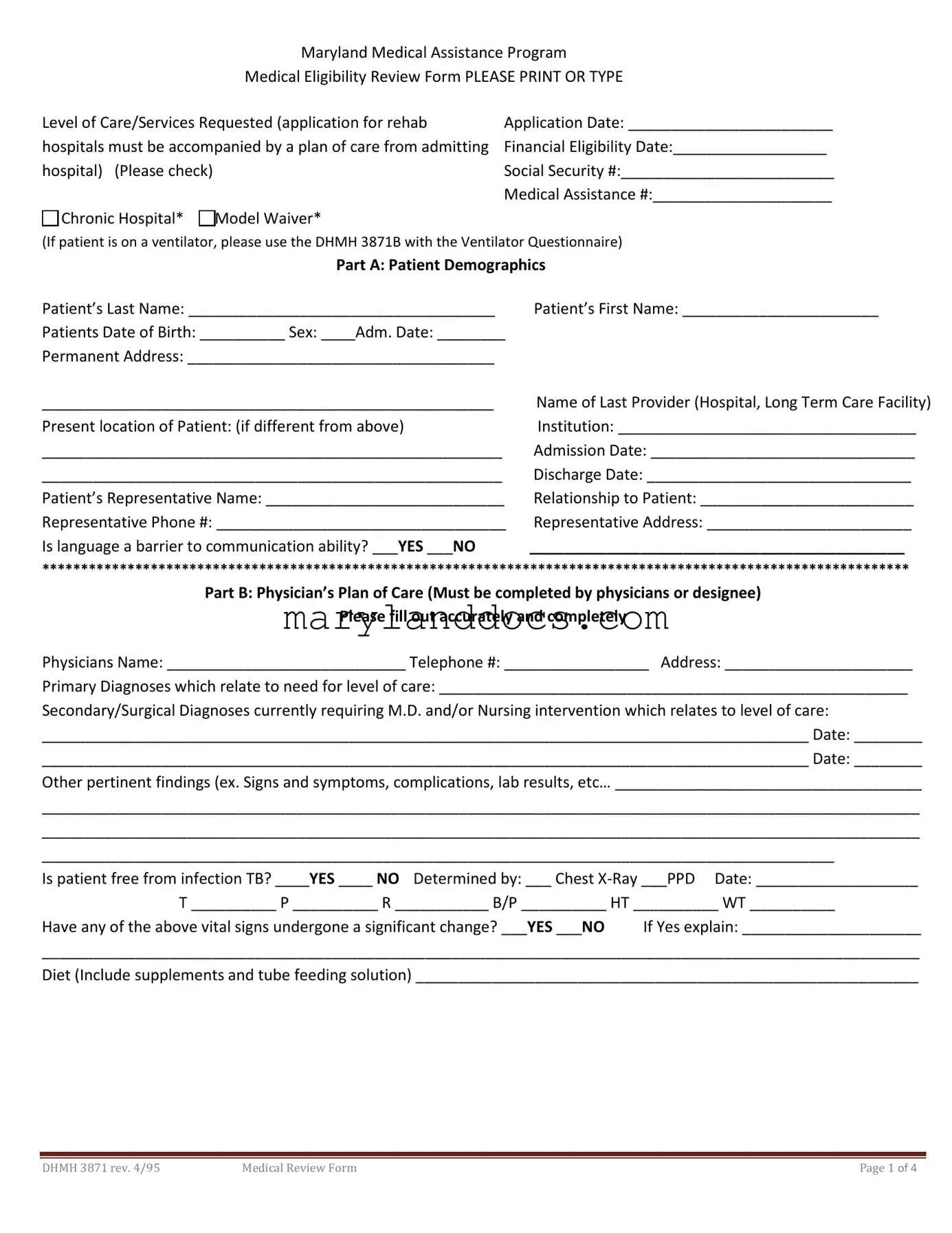 Fill a Valid 3871 Maryland Medicaid Template