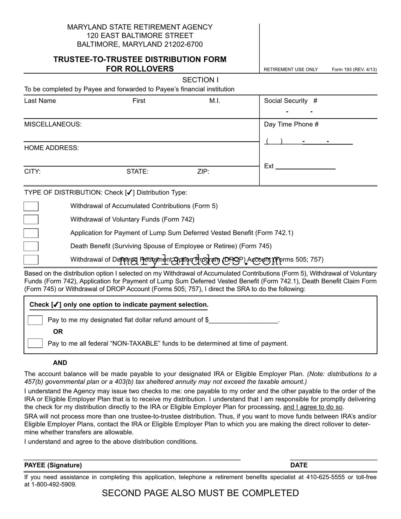 Fill a Valid Maryland 193 Template