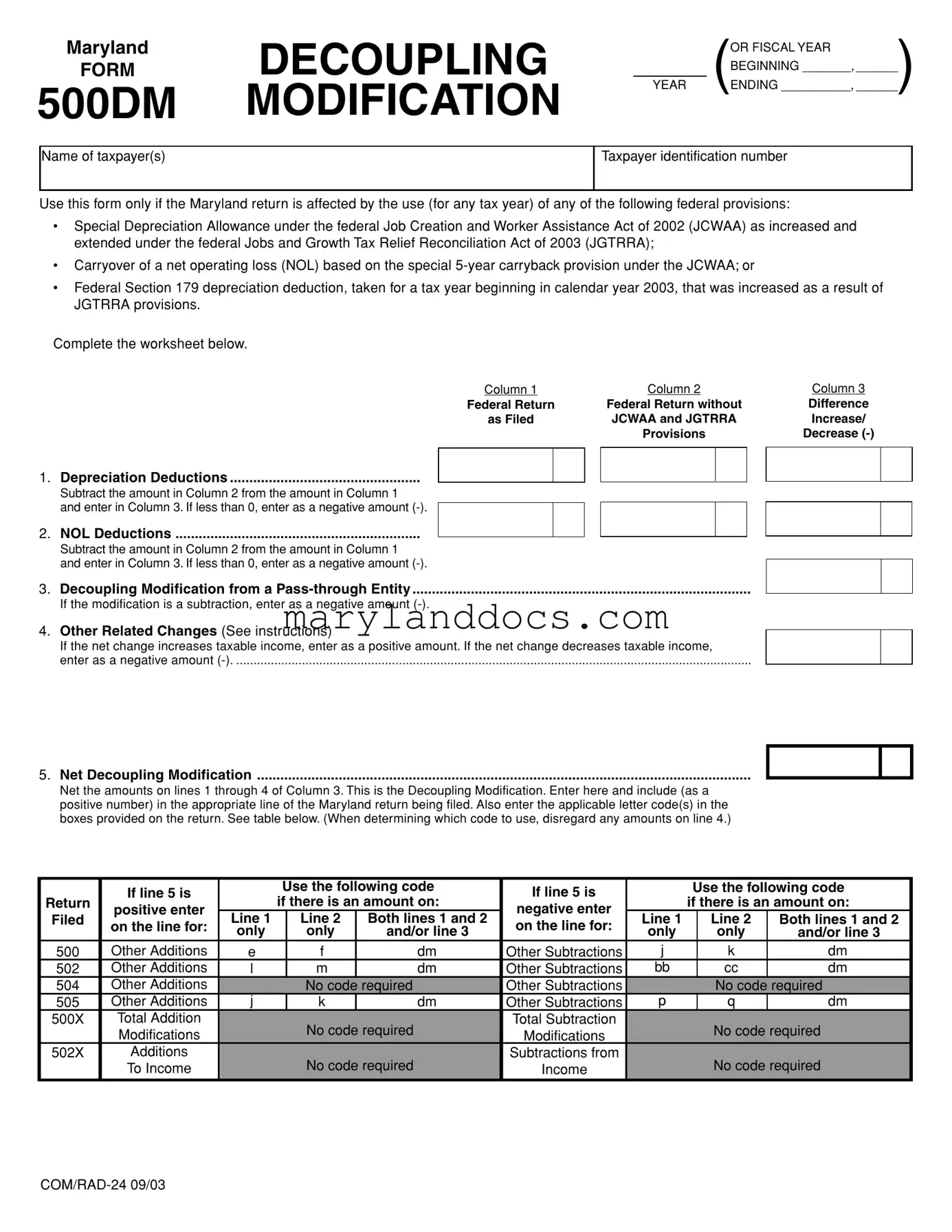 Fill a Valid Maryland 500Dm Template