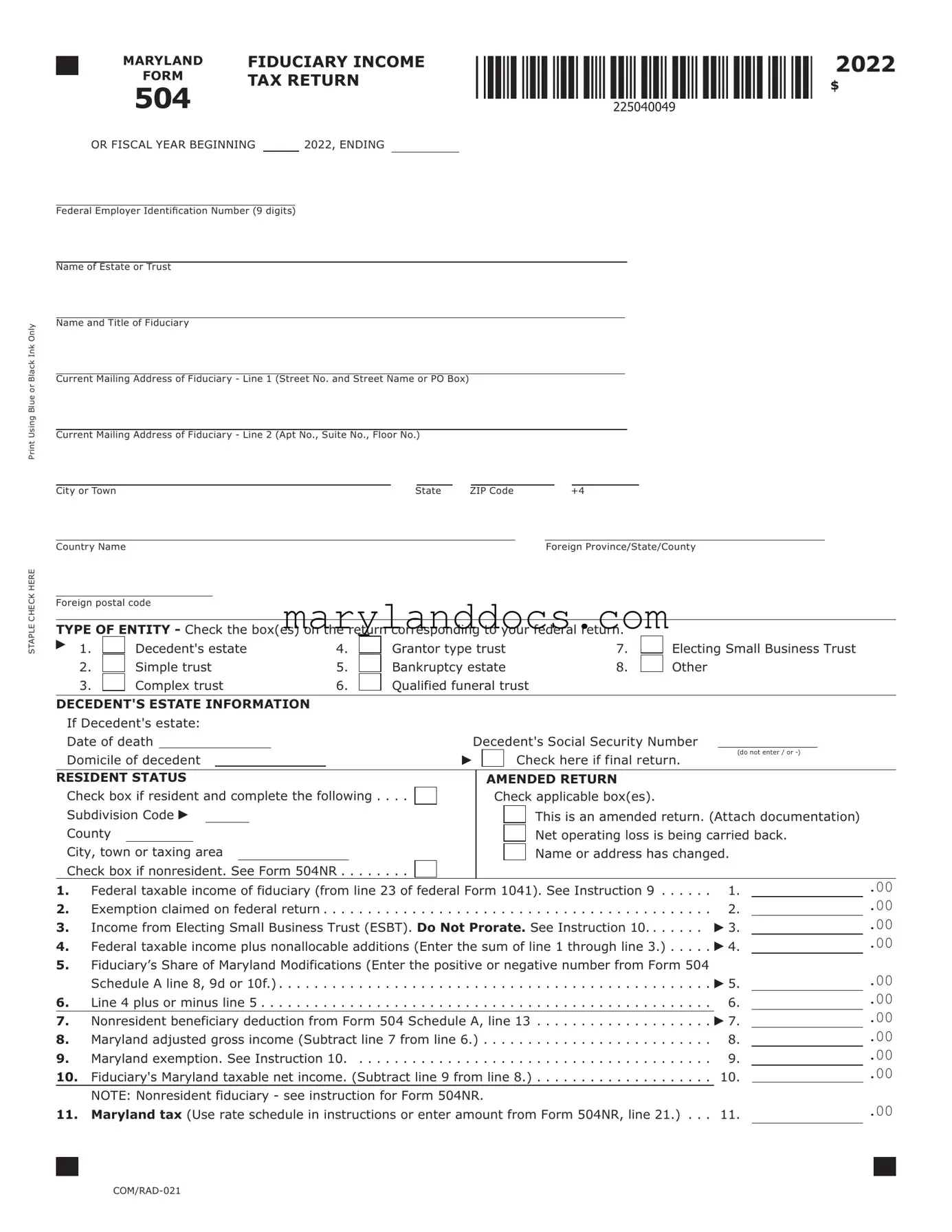 Fill a Valid Maryland 504 Template
