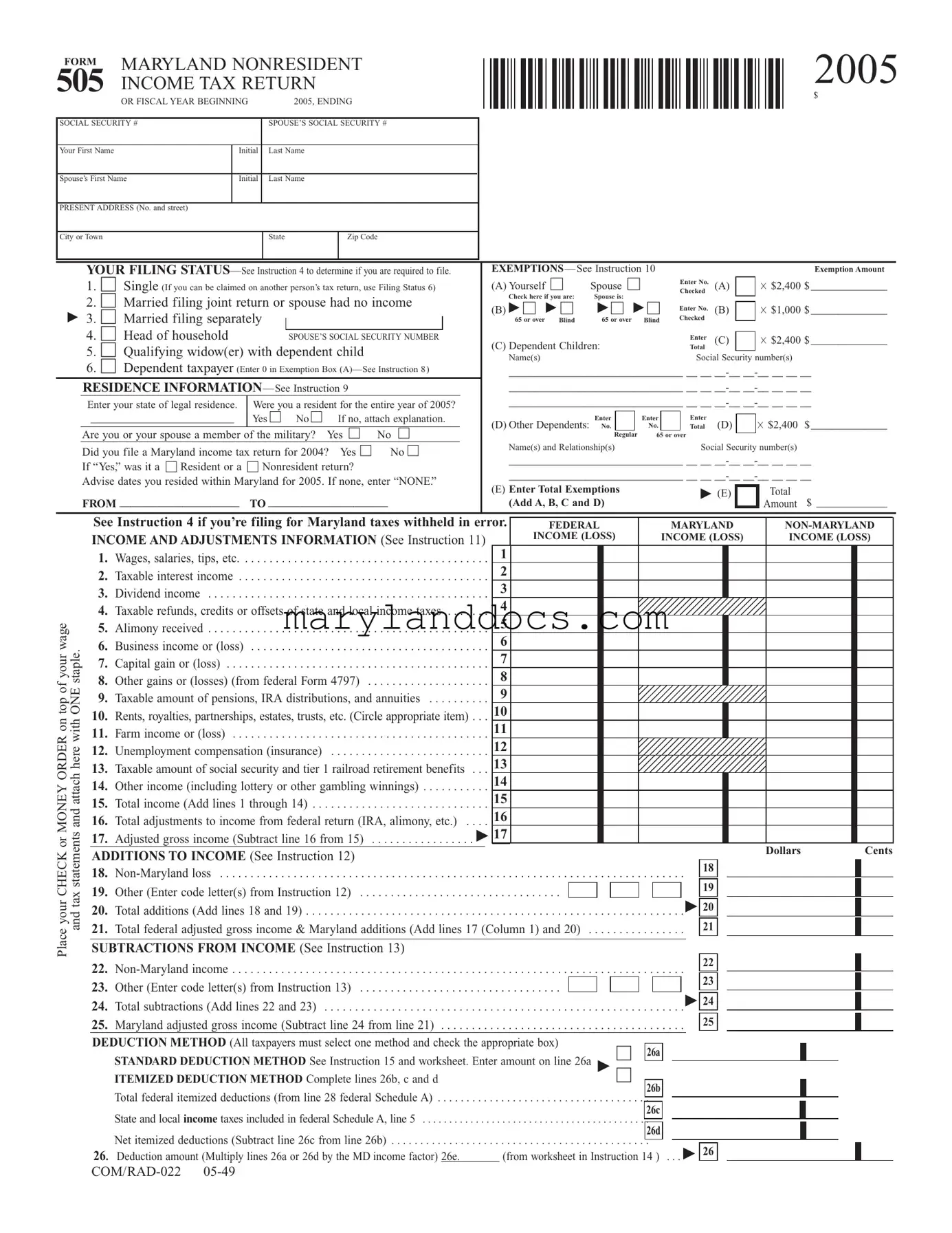 Fill a Valid Maryland 505 Template