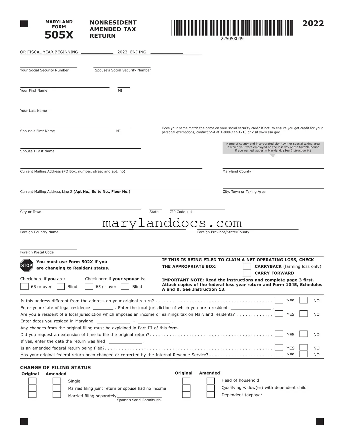 Fill a Valid Maryland 505X Template