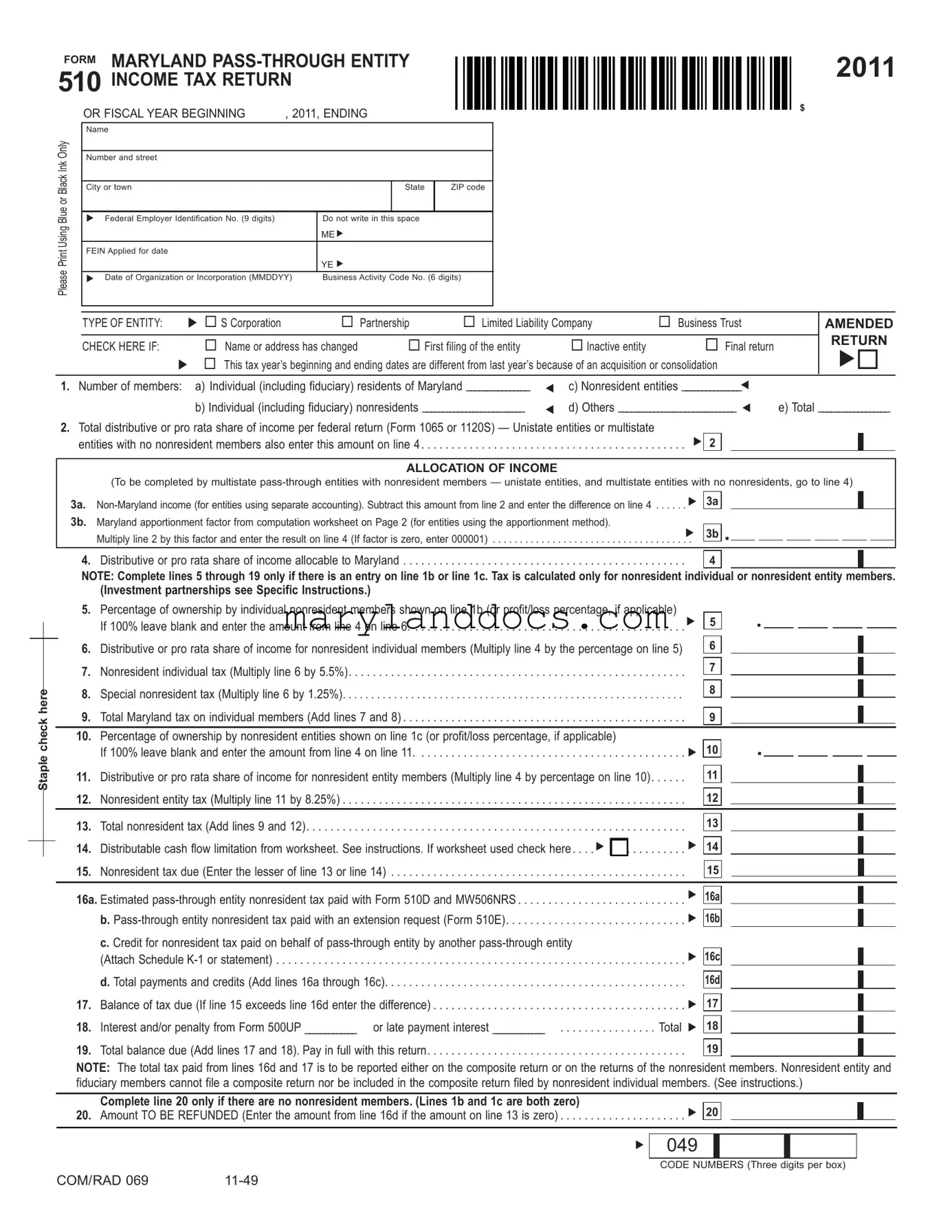 Fill a Valid Maryland 510 Template