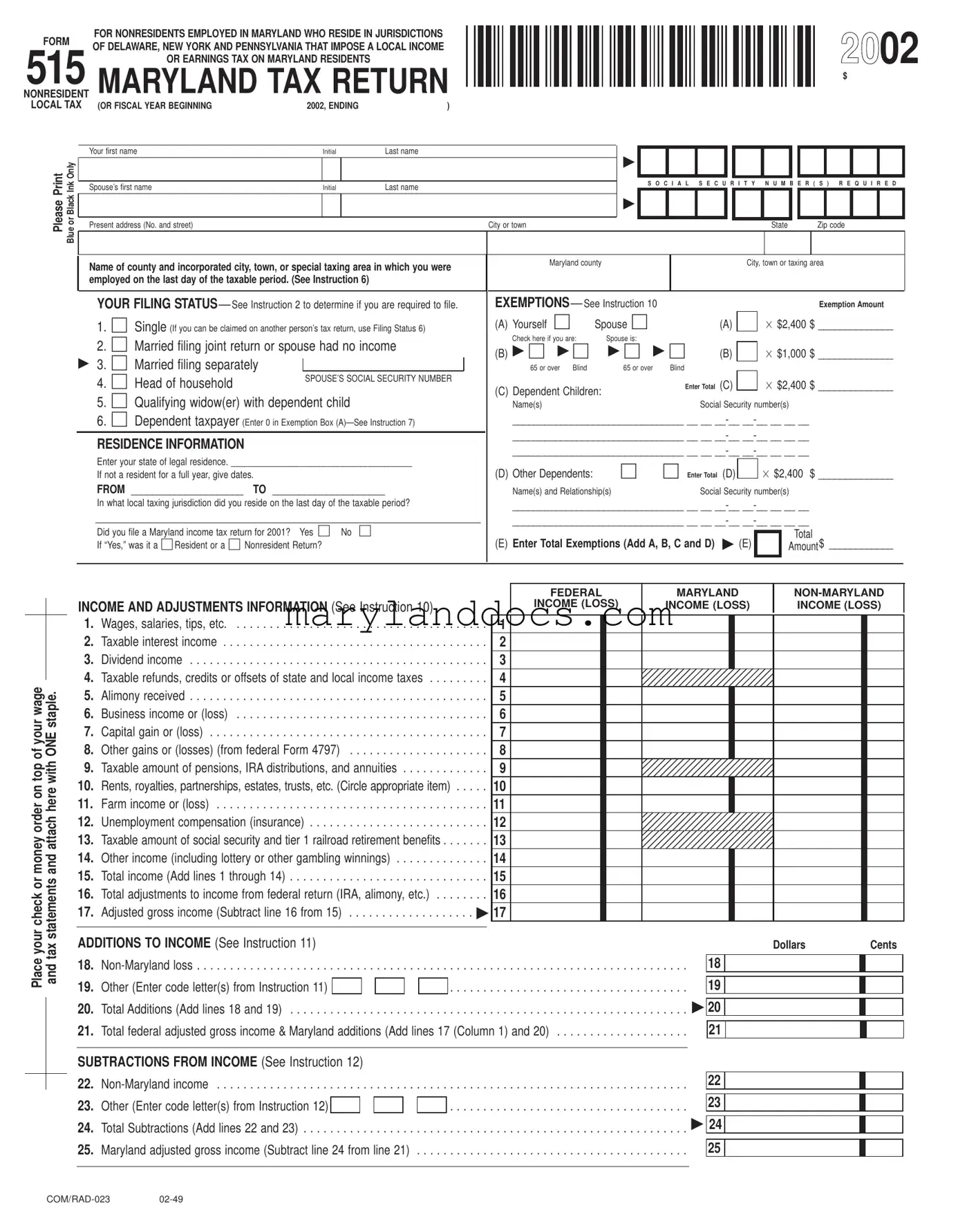 Fill a Valid Maryland 515 Template