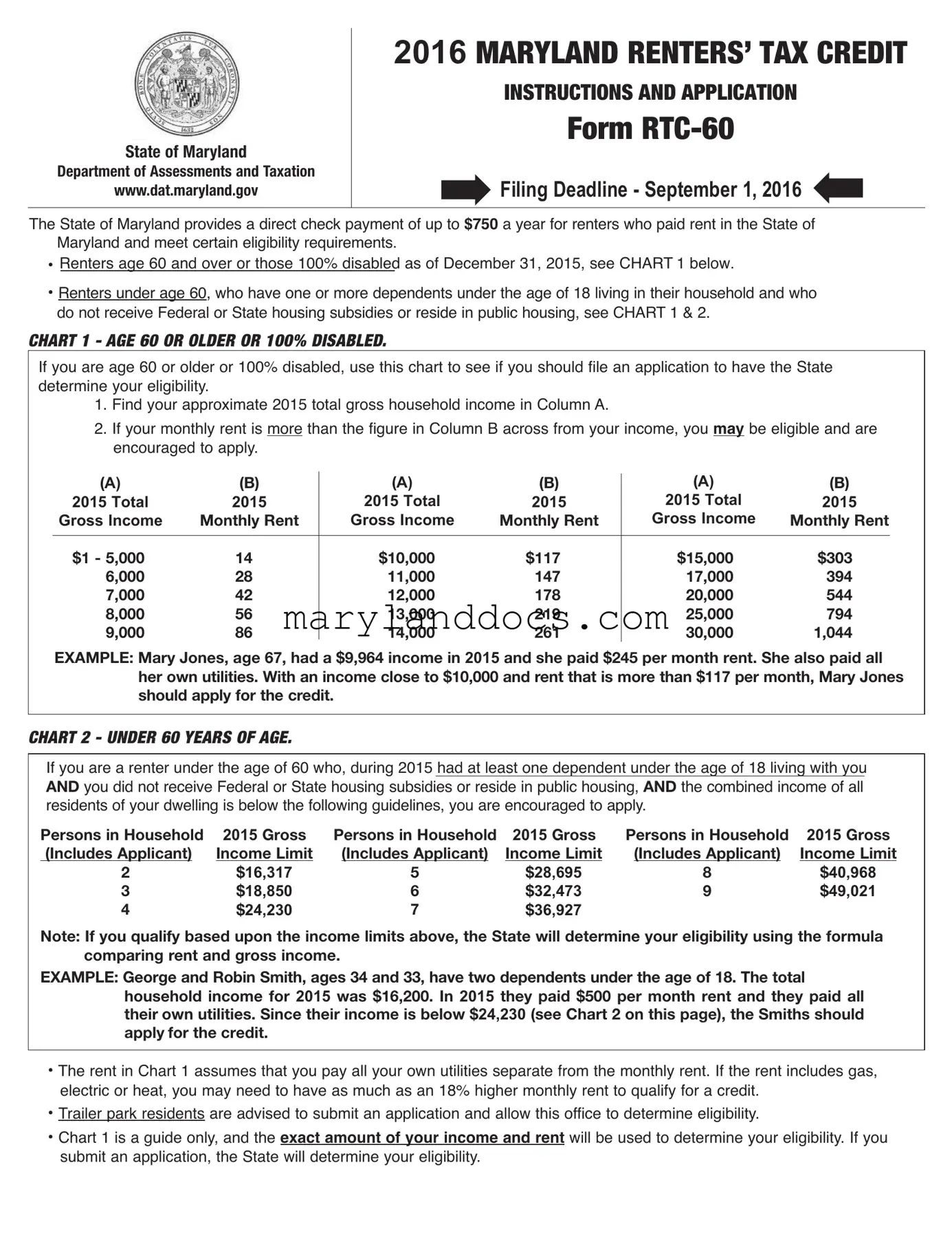 Fill a Valid Maryland Rtc 60 Template