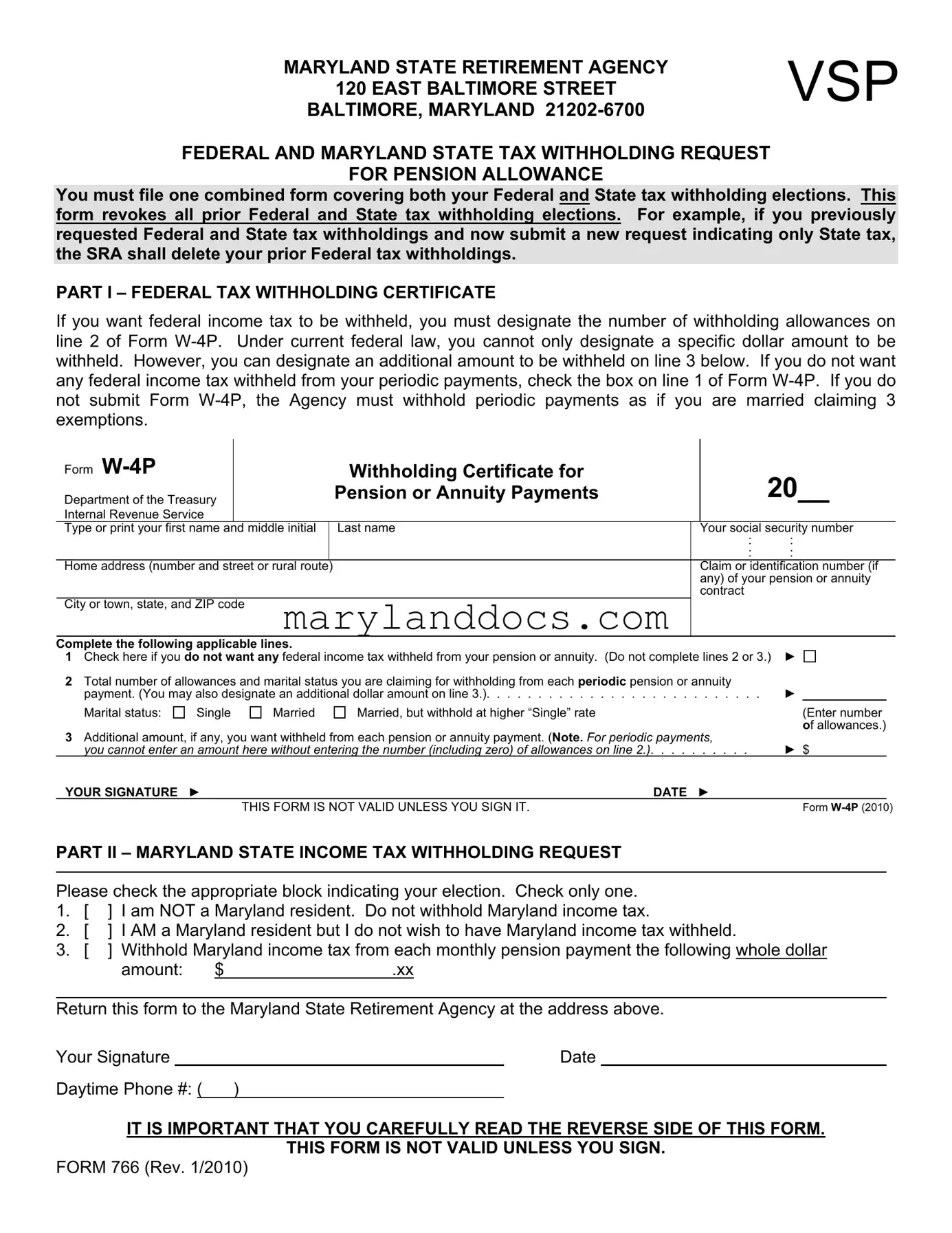 Fill a Valid Maryland Tax 766 Template