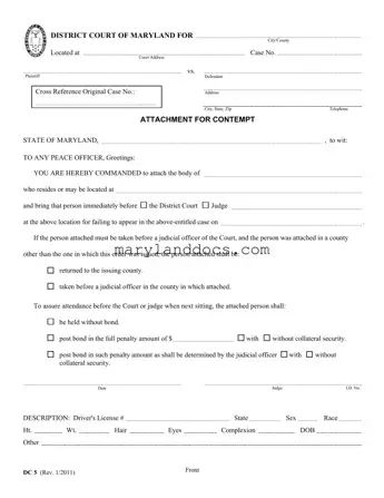 Fill a Valid Dc 5 Maryland Template