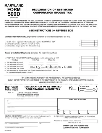 Fill a Valid Maryland 500D Template