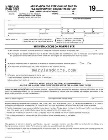 Fill a Valid Maryland 500E Template