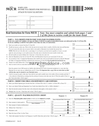 Fill a Valid Maryland 502Cr Template