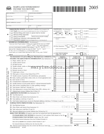 Fill a Valid Maryland 505 Template