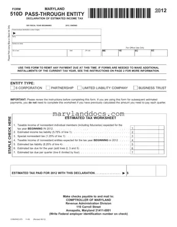 Fill a Valid Maryland 510D Template