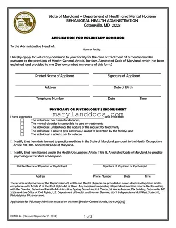 Fill a Valid Maryland Admission Template