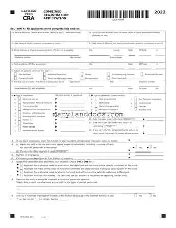 Fill a Valid Maryland Cra Template