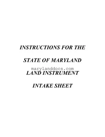 Fill a Valid Maryland Intake Sheet Template