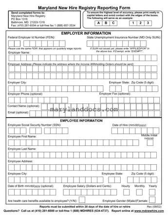 Fill a Valid Maryland New Hire Template