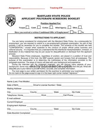 Fill a Valid Maryland Polygraph Police Template