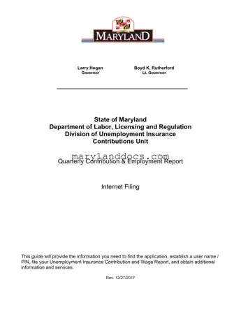 Fill a Valid Maryland Quarterly Contribution Report Template