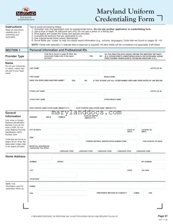 Fill a Valid Maryland Uniform Credentialing Template